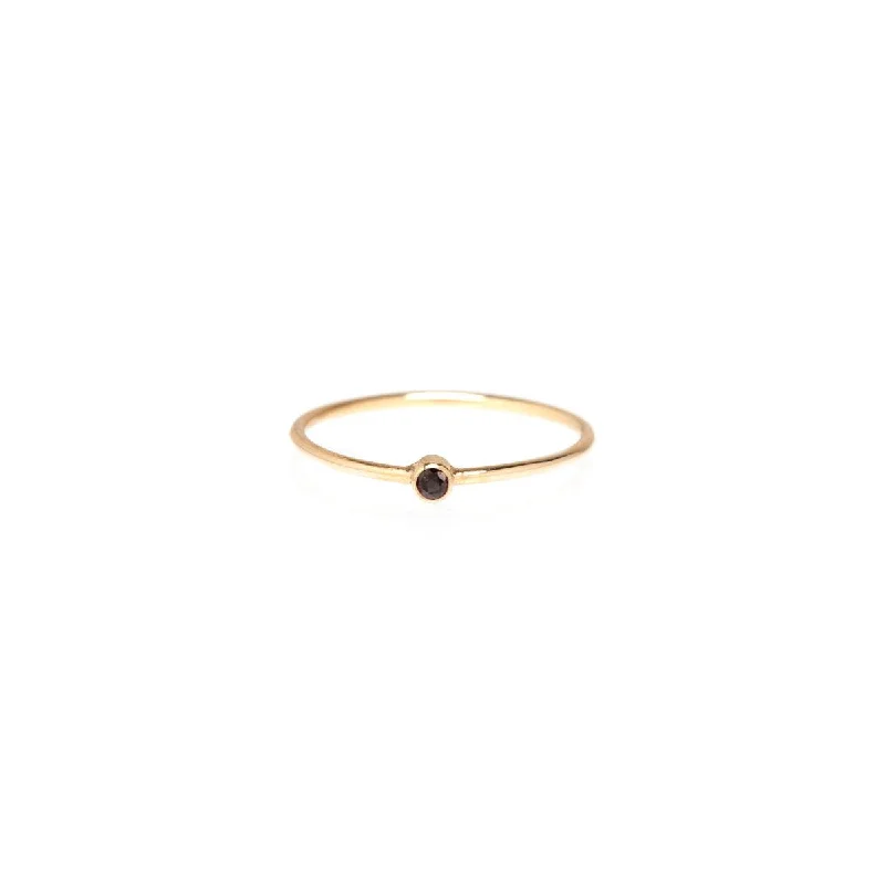 14k Black Diamond Thin Band Ring