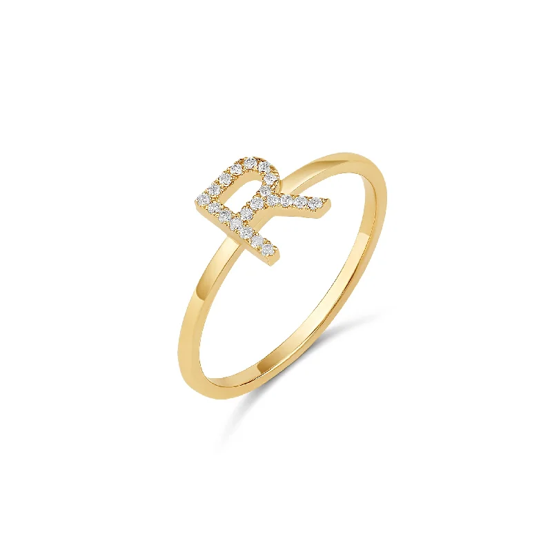 14k Diamond Initial Ring