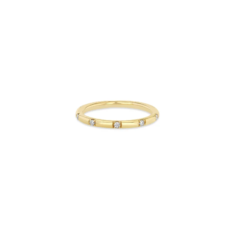 14k 10 Spread Out Pavé Diamond Thick Band Ring