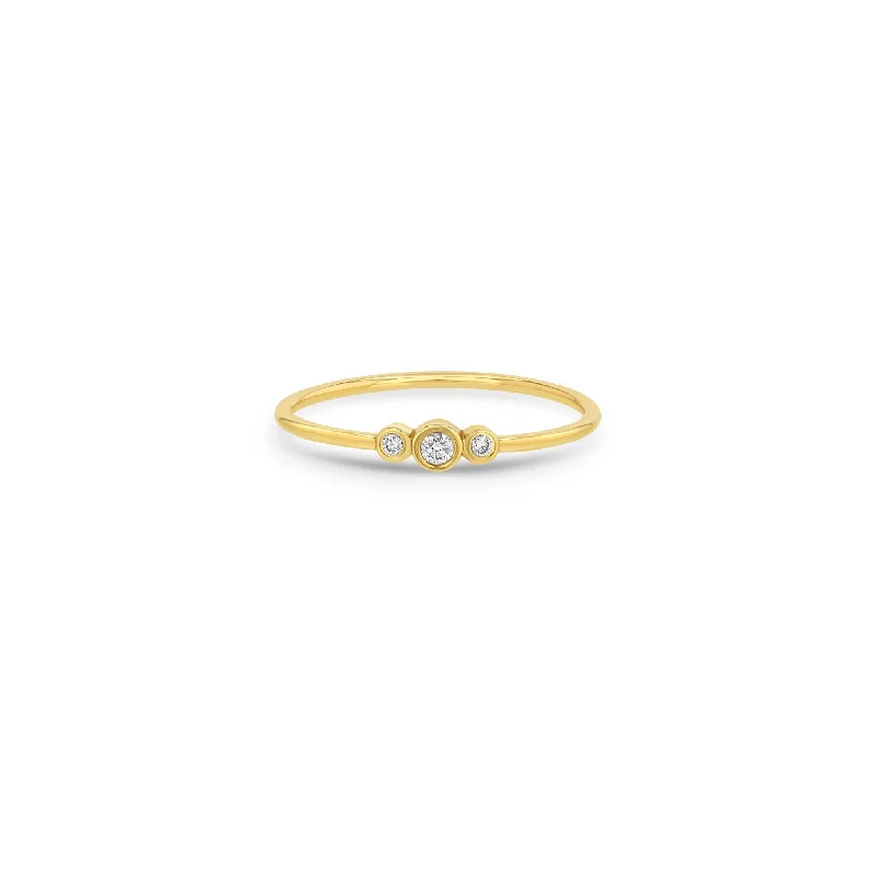 14k 3 Small Graduated Diamond Bezel Ring