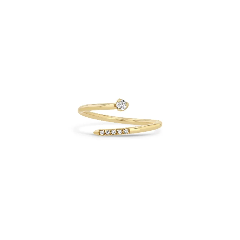 14k Prong & Pavé Diamond Bypass Ring