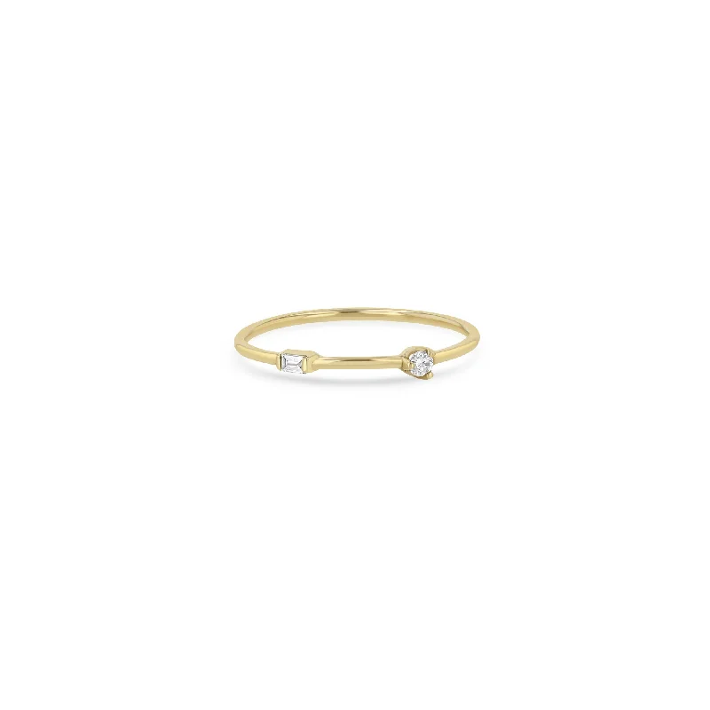 14k Baguette & Round Diamond Band Ring