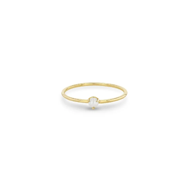 14k Single Prong Pearl Ring | June Birthstone