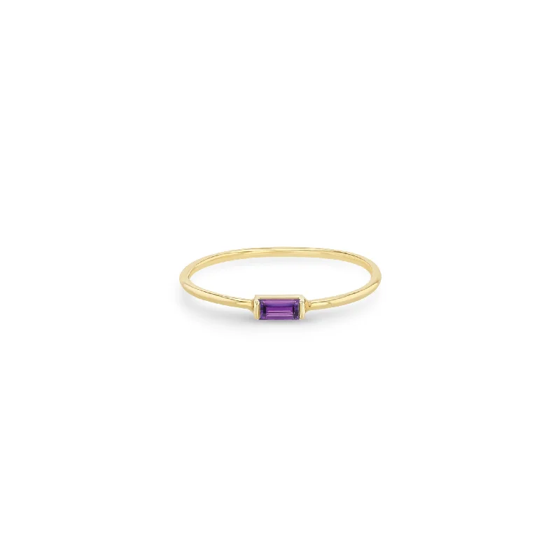 14k Medium Amethyst Baguette Ring | February Birthstone