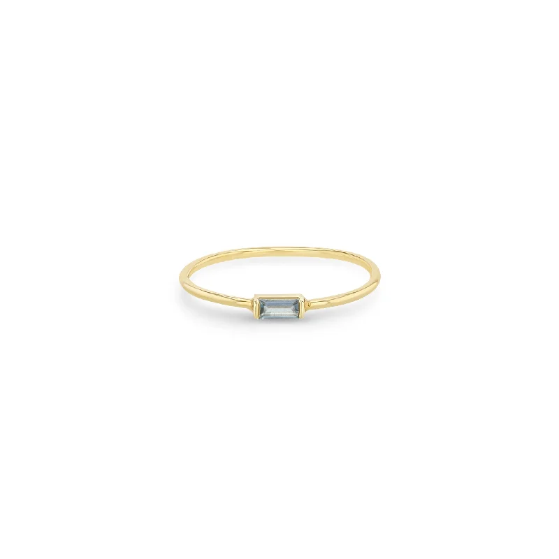 14k Medium Aquamarine Baguette Ring | March Birthstone