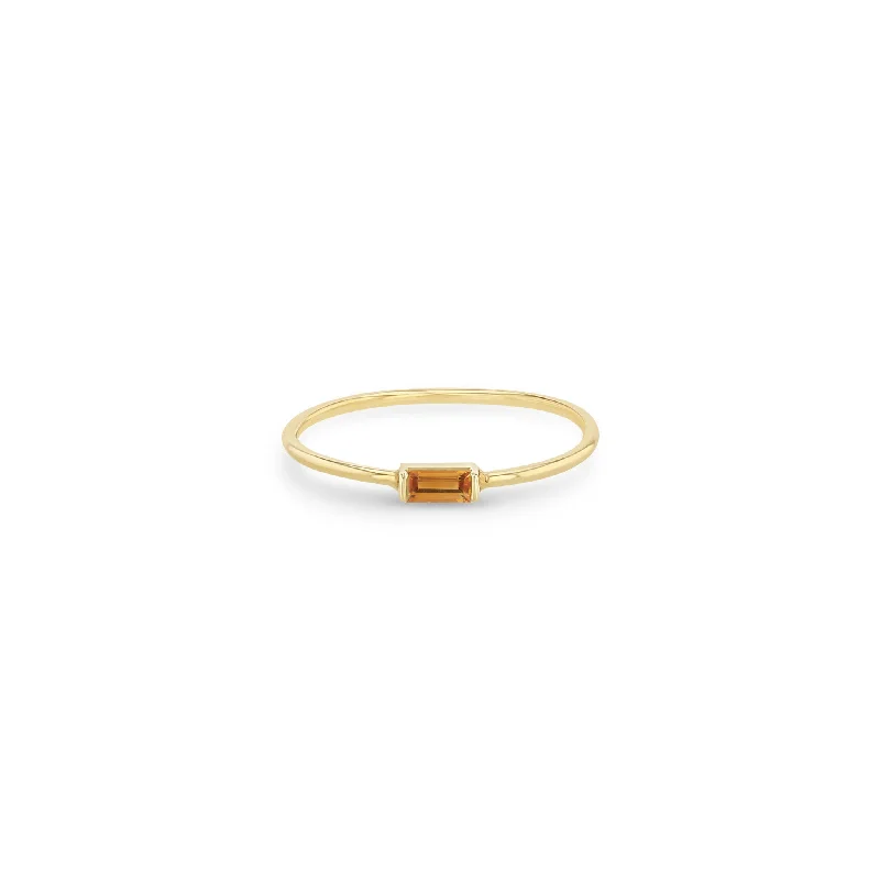 14k Medium Citrine Baguette Ring | November Birthstone