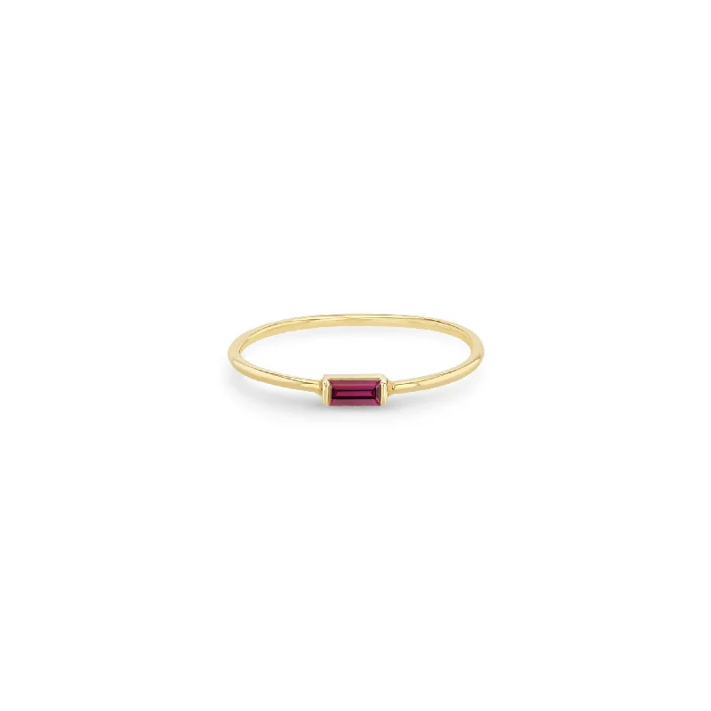 14k Medium Garnet Baguette Ring | January Birthstone