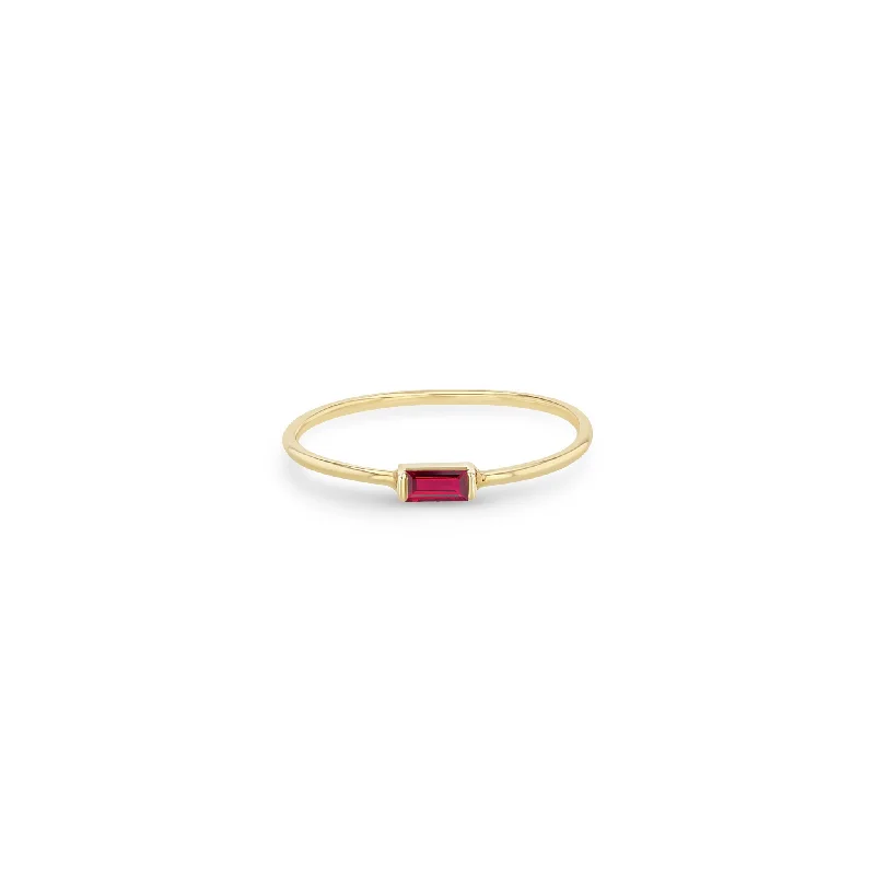 14k Medium Ruby Baguette Ring | July Birthstone