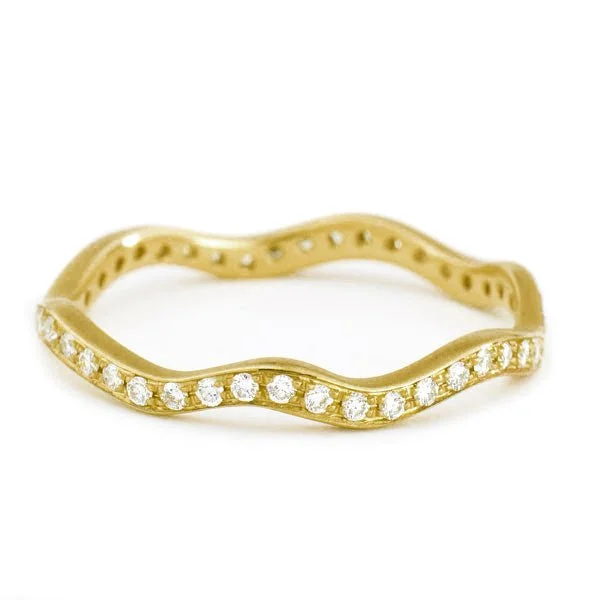 18K Gold and Pave Diamond "Wave" Ring