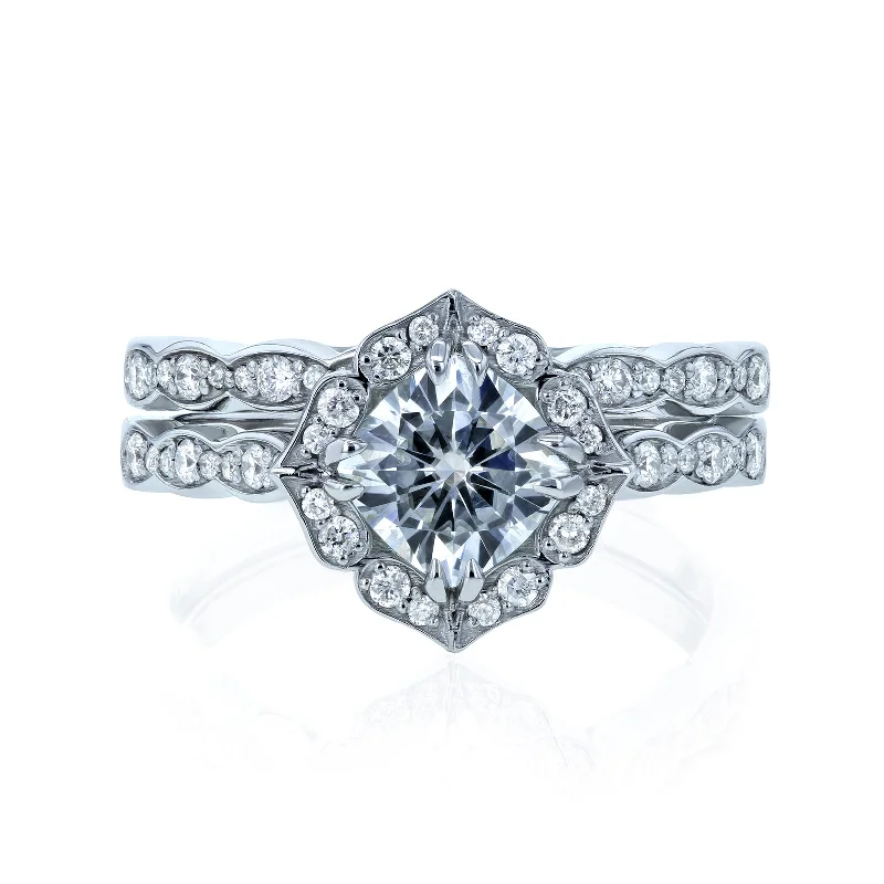 1.1ct Moissanite Floral Bridal Set