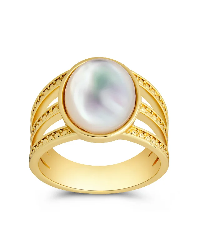 Illyana Moonstone Triple Row Ring