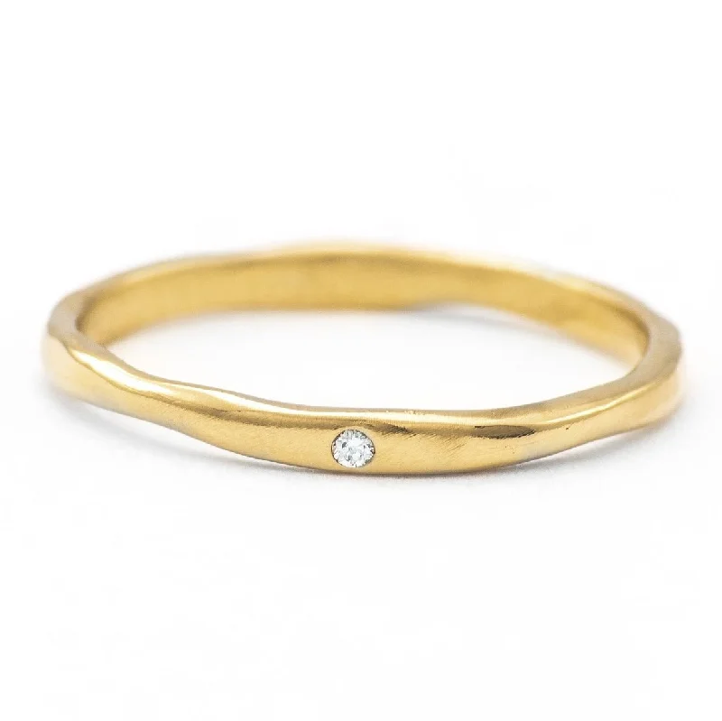 Gold Thinnest Melt Band with One Diamond