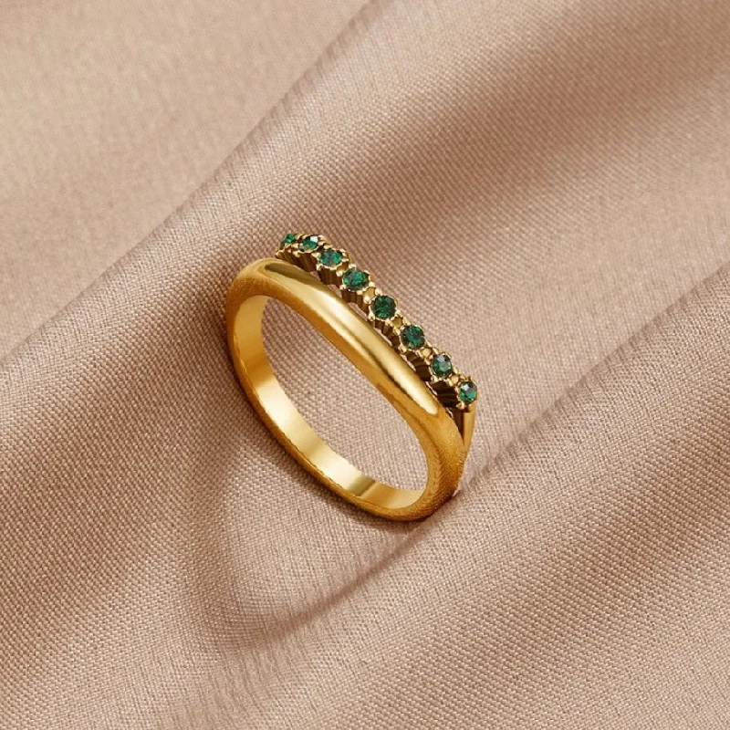 Marissa Emerald Green Layered Ring