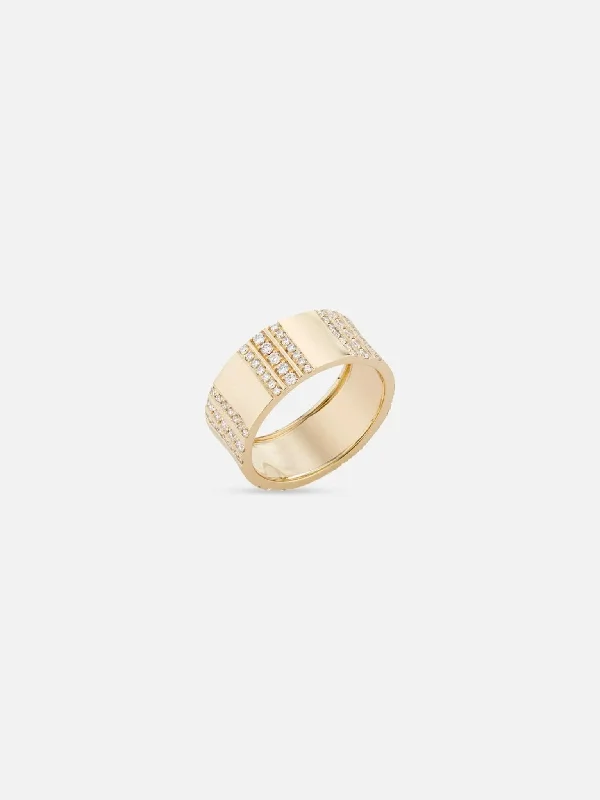 Pinstripe Strength Diamond Cigar Band Ring