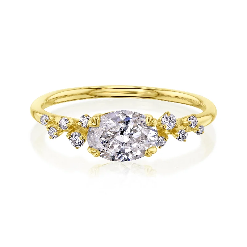 Romantic East-West Oval Diamond Ring