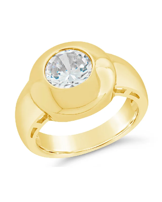 Zora CZ Dome Signet Ring