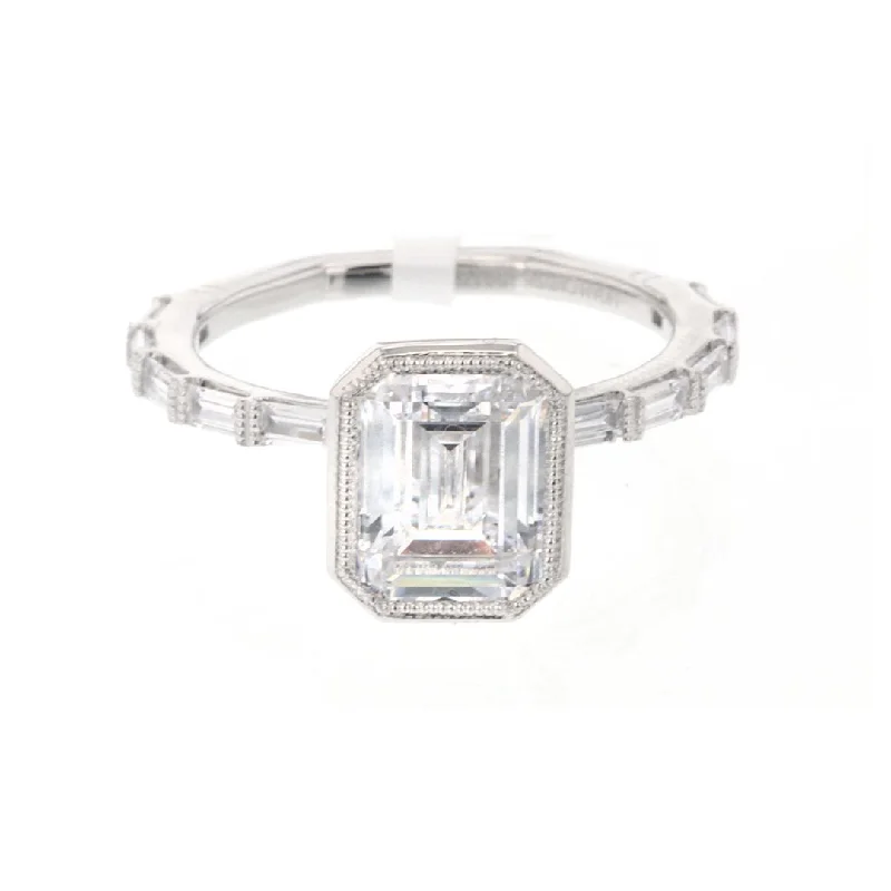 0.59 ctw Diamond Hidden Halo Bezel Engagement Ring