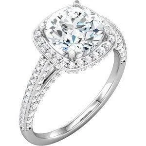 10K White 5.2 mm Round 1 CTW Diamond Engagement Ring