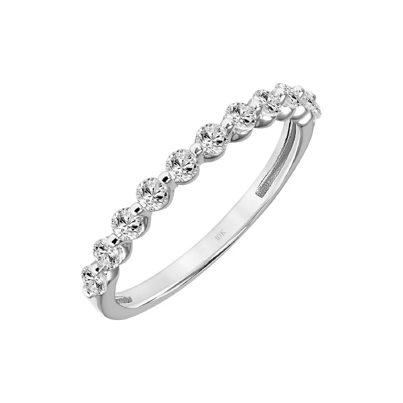 2.2mm Lab Grown White Sapphire Wedding Band in 10k White Gold