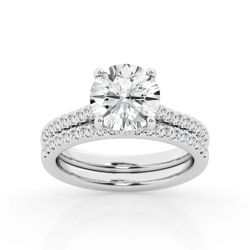 Hidden Halo Bridal Ring with Round Lab Diamond Center Stone by Mercury Rings