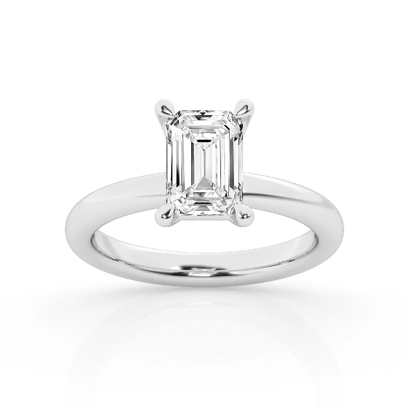 Emerald Lab Diamond Solitaire Ring by Mercury Rings