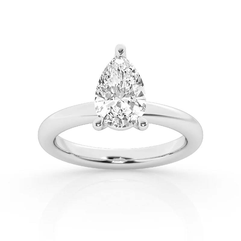 Pear Lab Diamond Solitaire Ring by Mercury Rings