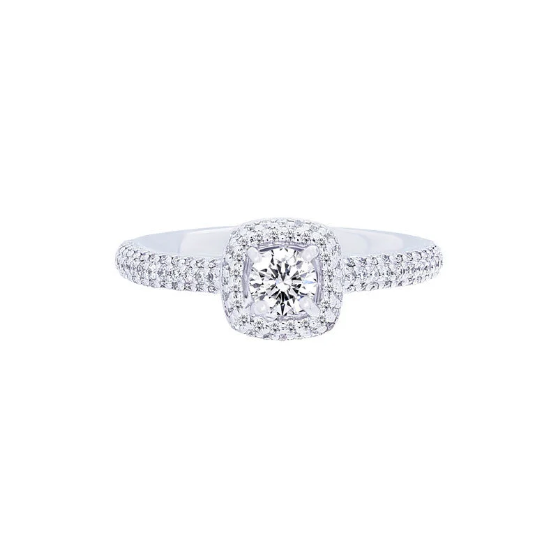 Forevermark Center of My Universe Cushion Pave Halo Engagement Ring, 0.55 total carat