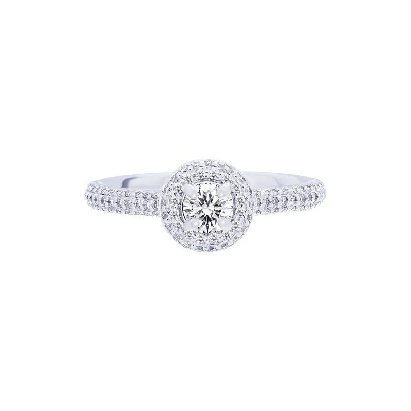 Forevermark Center of My Universe Round Pave Halo Engagement Ring, 0.48 total carat