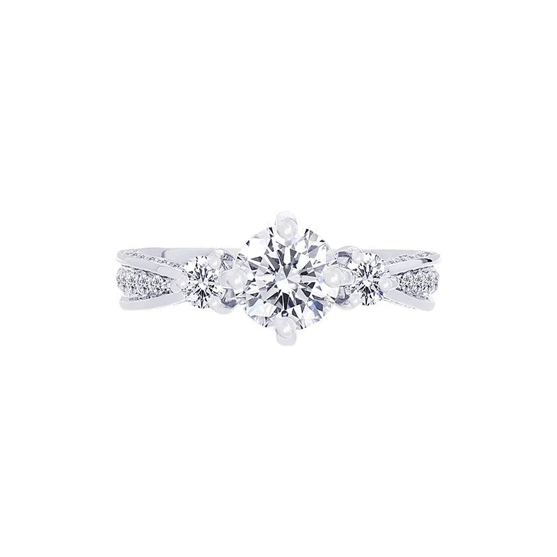 Forevermark Three Stone Compass Setting Engagement Ring