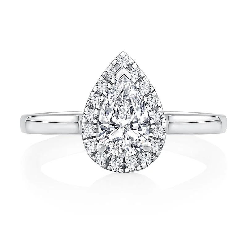 PEAR HALO SETTING WITH HIGH POLISH SHANK, .15 CT TW