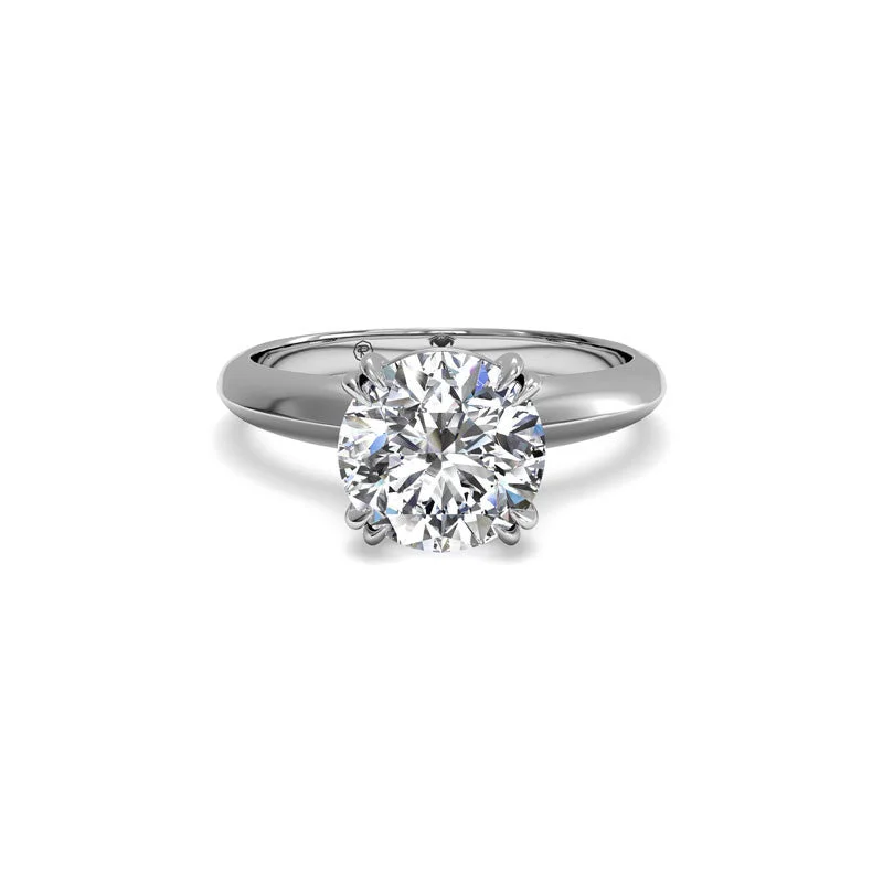 Knife-Edge Tulip Solitaire Round Diamond Engagement Ring