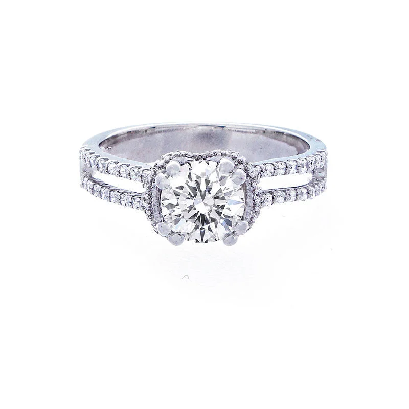 2 Row Diamond Engagement Ring