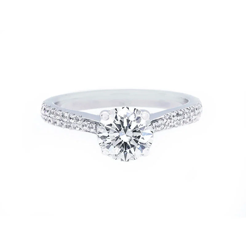 Classic 4 Prong Engagement with Tapered Diamond 2 Row Band