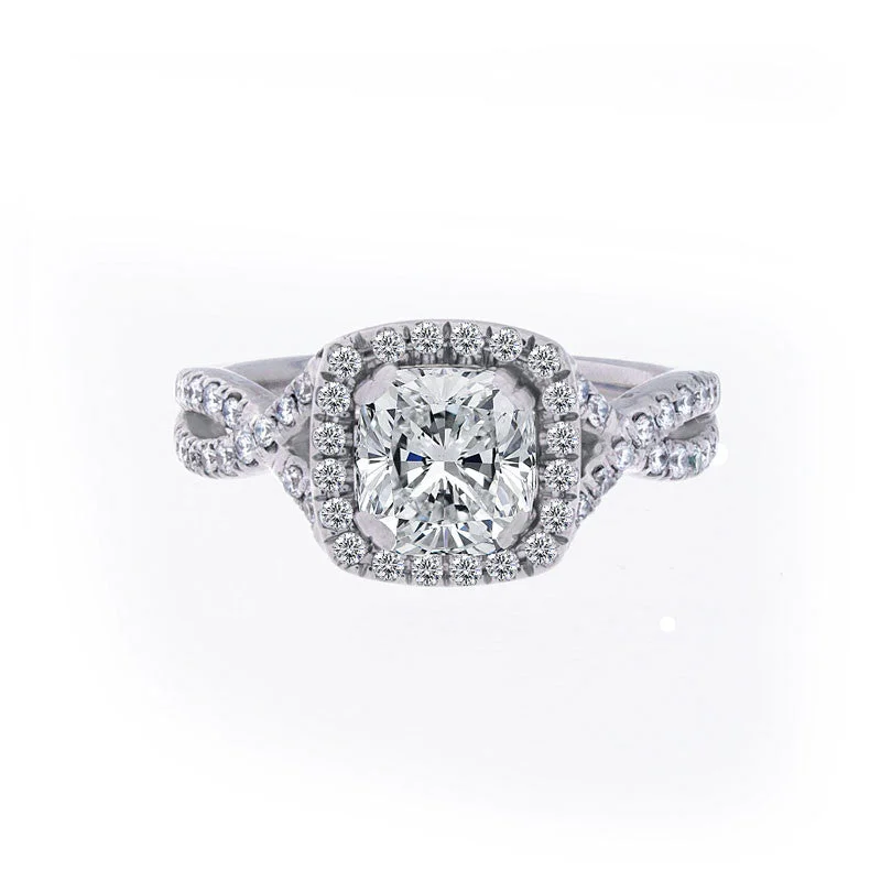 Forevermark Infinity Halo Engagement Ring for Cushion Cut Diamond Center