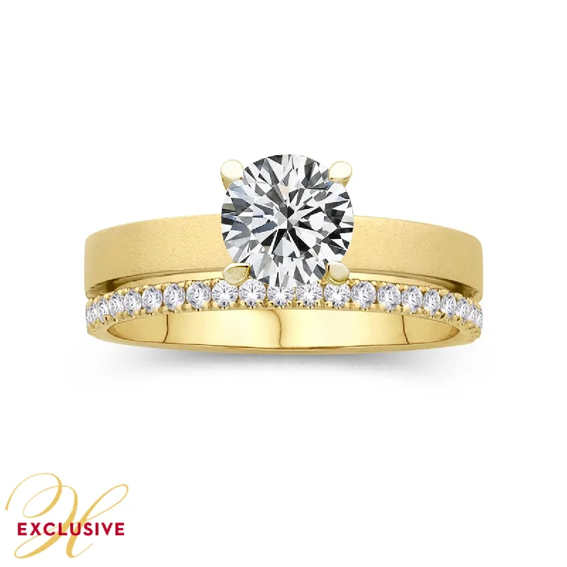 YELLOW GOLD ENGAGEMENT RING SETTING WITH BRUSHED FINISH, .25 CT TW