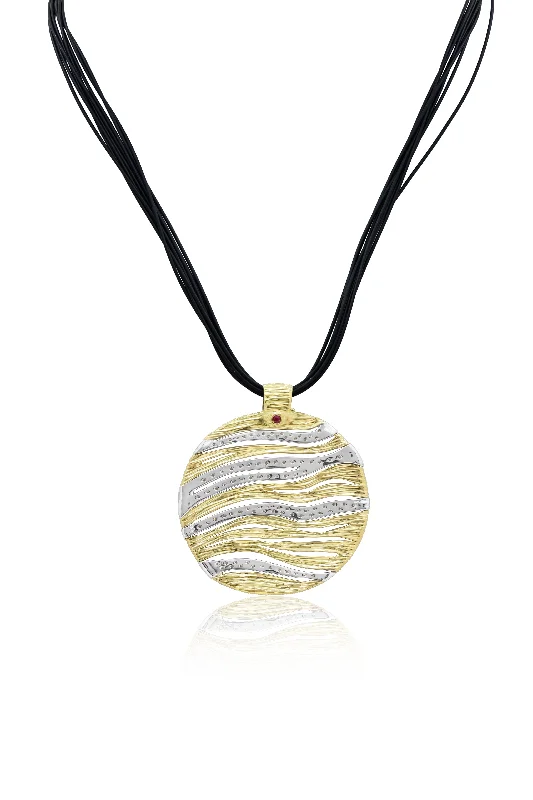 Buy More, Save More On Stunning Jewelry Pieces 18KT yellow diamond pendent 1.50cts circle desighn on black rope necklace
