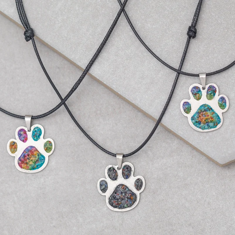 Paw Print Gemstone Array Necklace