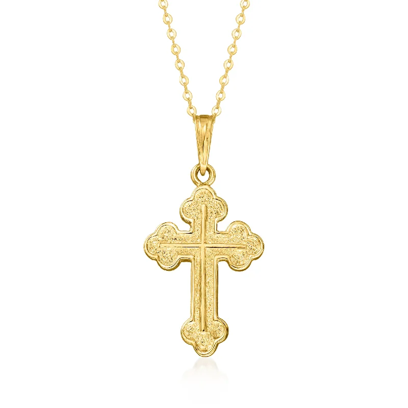 Canaria 10kt Yellow Gold Budded Cross Pendant Necklace