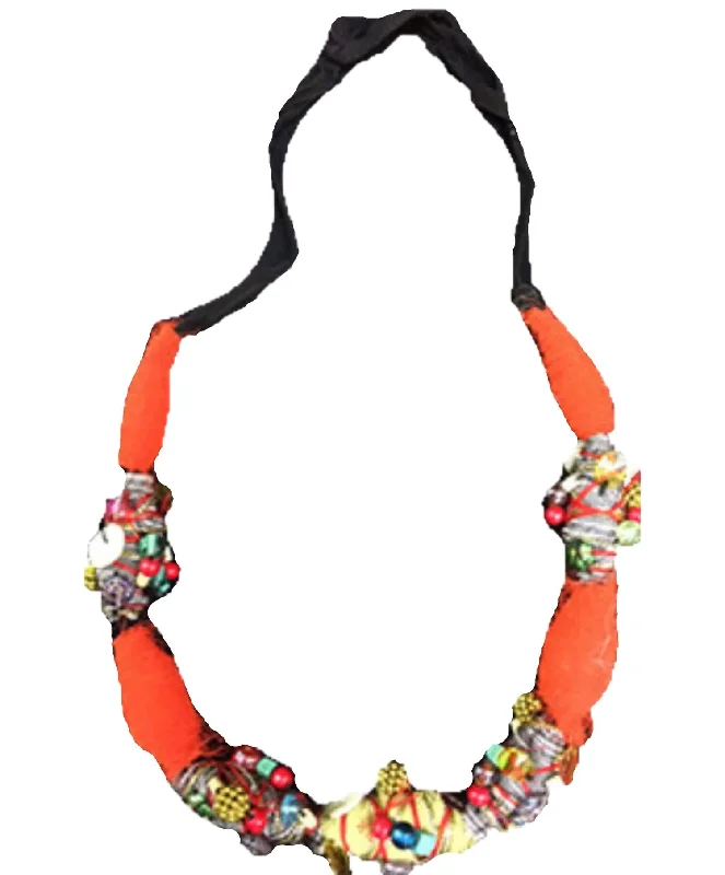 Embroidery Handmade Necklace In Orangemulti (A/s)