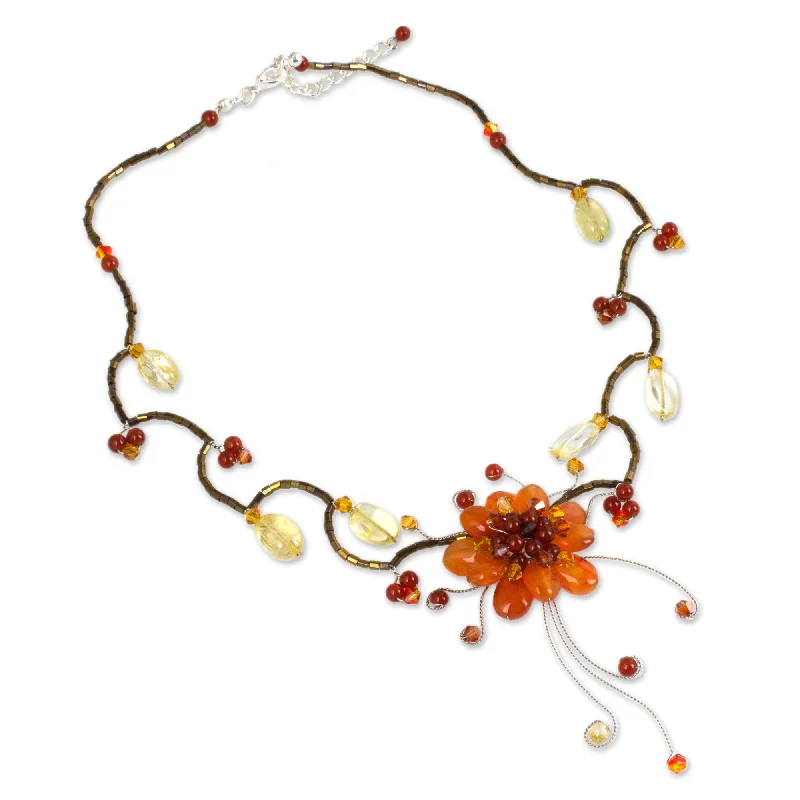 Fire Flower Beaded Choker Necklace