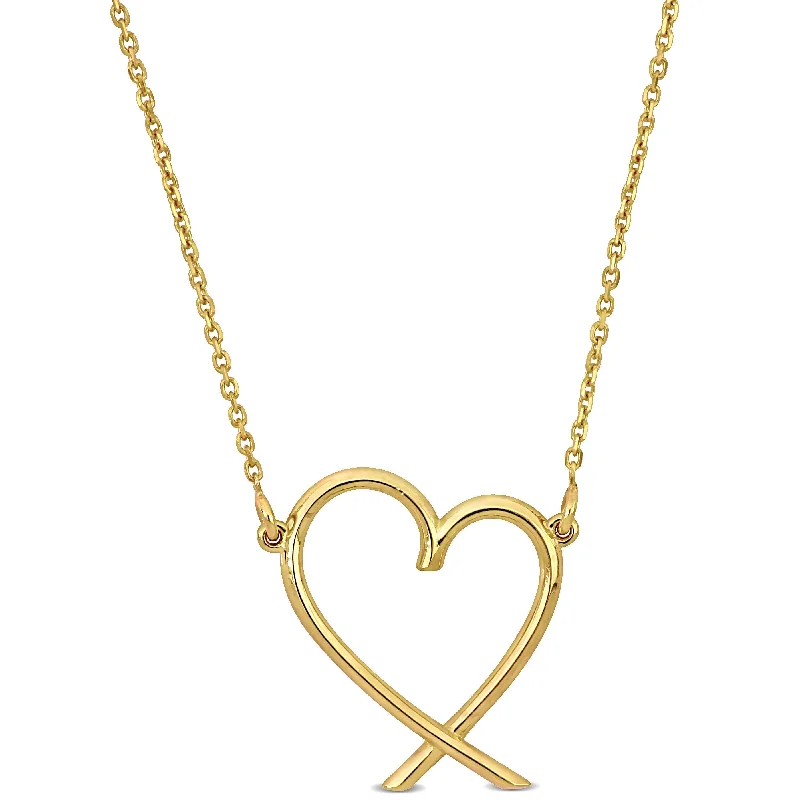 Mimi & Max Heart Necklace with Chain in 14k Yellow Gold - 17 in