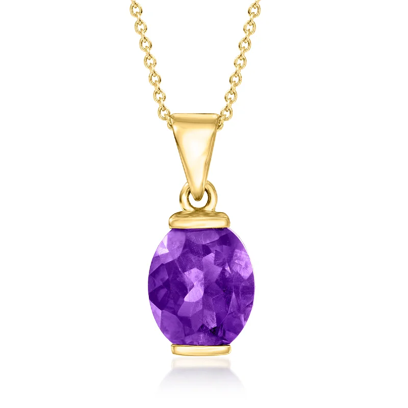 Ross-Simons Amethyst Pendant Necklace in 18kt Yellow Gold