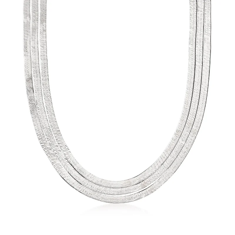 Ross-Simons Italian Sterling Silver Layered Herringbone Necklace