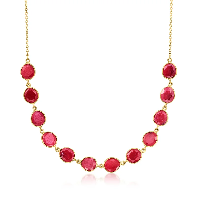 Ross-Simons Ruby Necklace in 18kt Gold Over Sterling