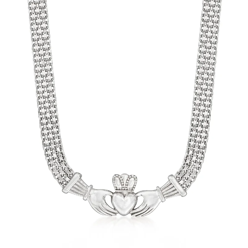 Ross-Simons Sterling Silver Bismark-Link Claddagh Necklace