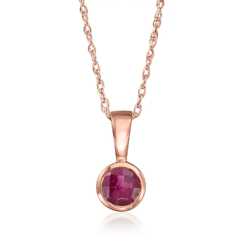 RS Pure by Ross-Simons Ruby Pendant Necklace in 14kt Rose Gold