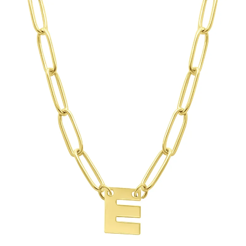 Tarnish Resistant 14K Gold Plated Mini Initial Paperclip Chain Necklace