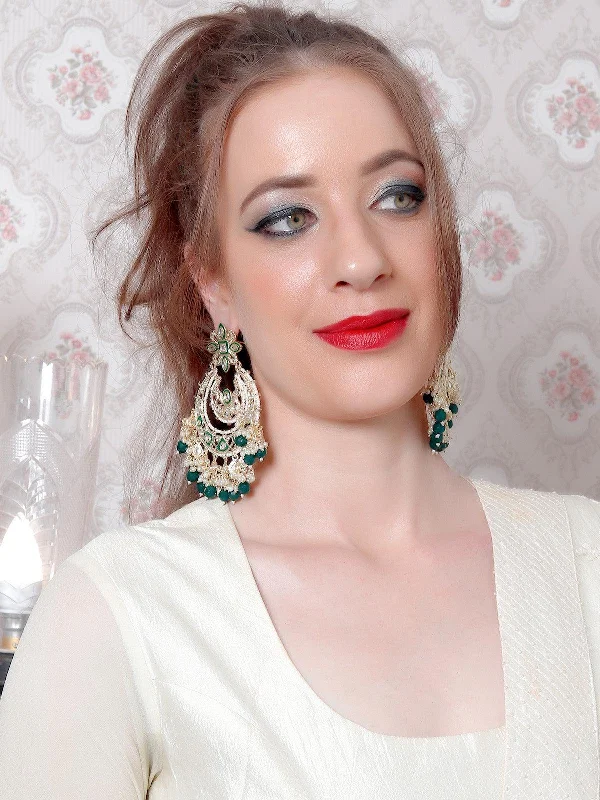 Once-A-Year Jewelry Sale – Grab Your Favorites Now Odette Women The Gorgeous White And Green Chandbali Earrings