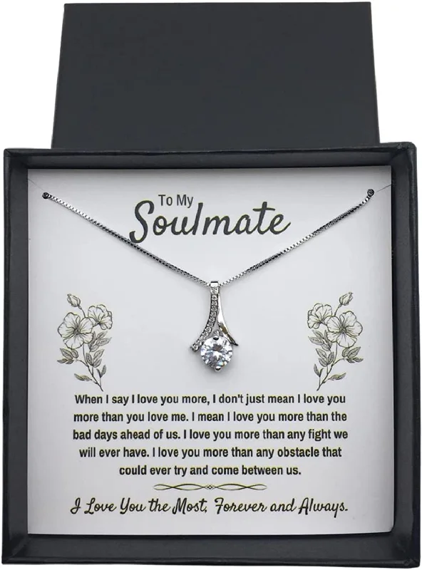 Trendy Minimalist Jewelry For Everyday Wear To My Soulmate Necklace Jewelry Gifts For My Wife Soulmate Girlfriend Love with Message Card Box