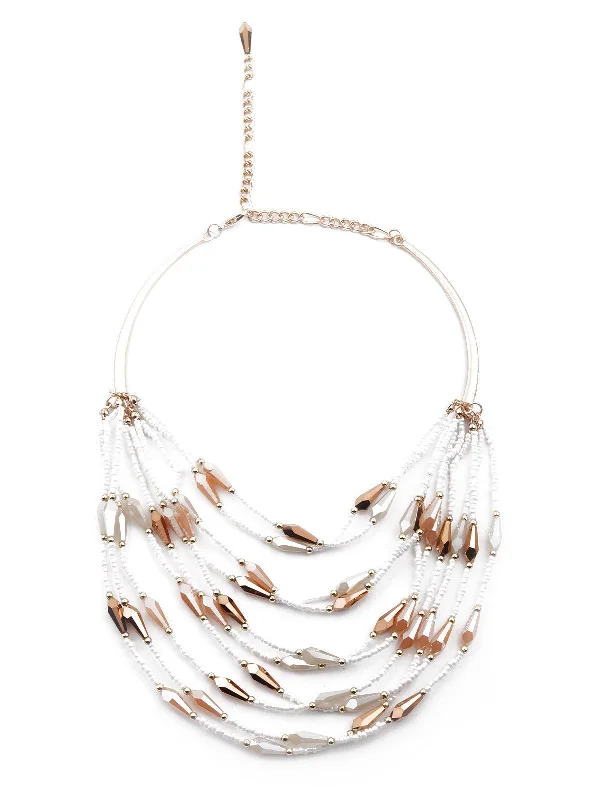 Timeless Jewelry Styles At Wallet-Friendly Prices Odette Women White And Gold Layered Statement Necklace